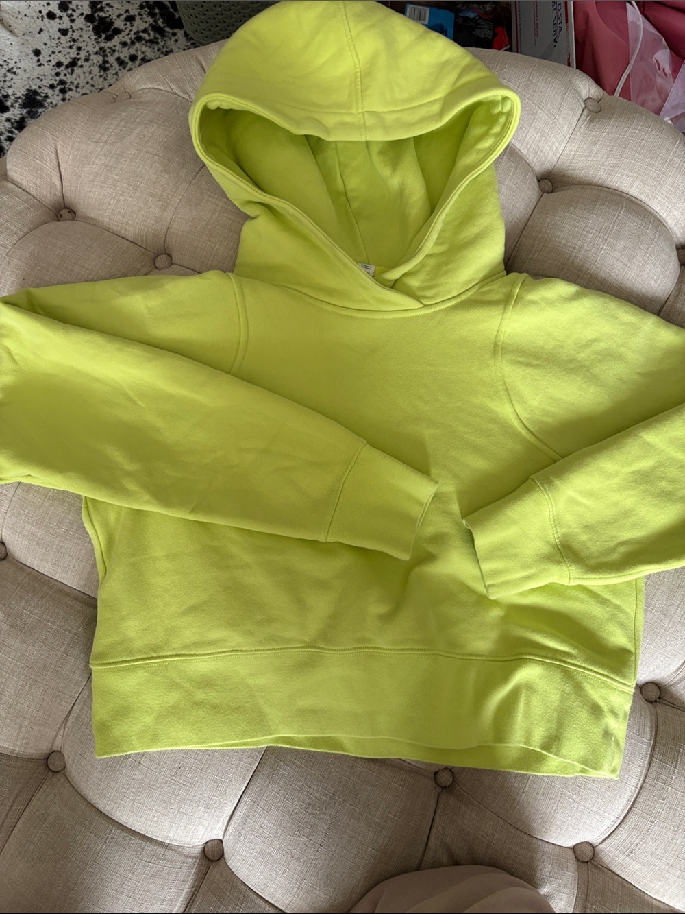 lululemon Neon yellow Pullover Crop Hoodie
